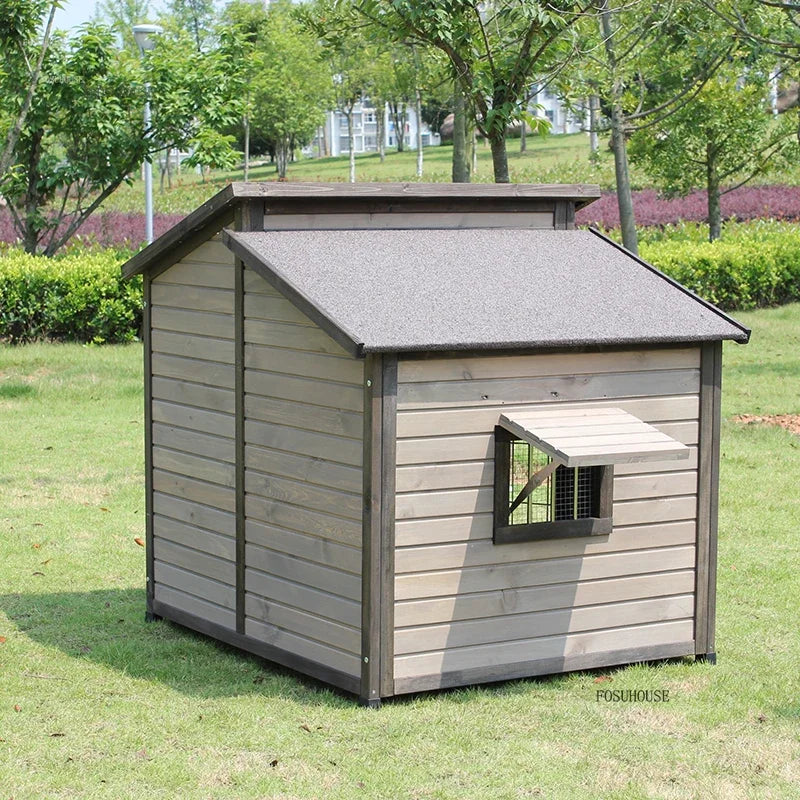 Double-top Room Dog Kennels Outdoor Anti-corrosion Solid Wood Dog House Kennel Rain-proof Dog Cage Villa Oversized Pet House EE