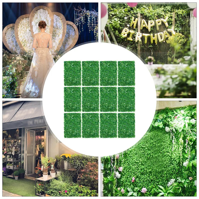 Artificial Hedge Panels 12 Pack For Wall Decor And Garden