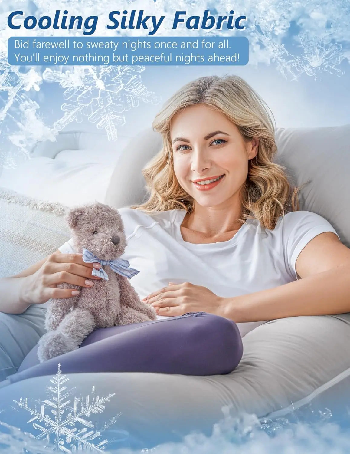 Cooling Silk Maternity Pillow U Shaped Body Support Sleep