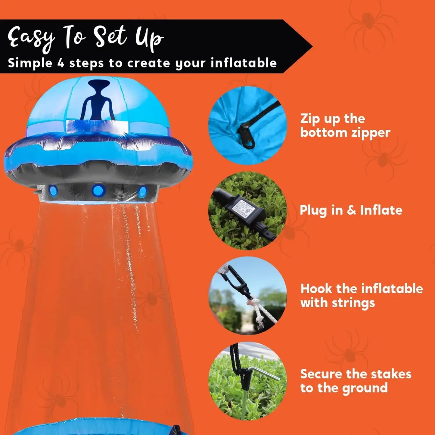 Joyfy Halloween Inflatable UFO Yard Decoration With Built In LEDs