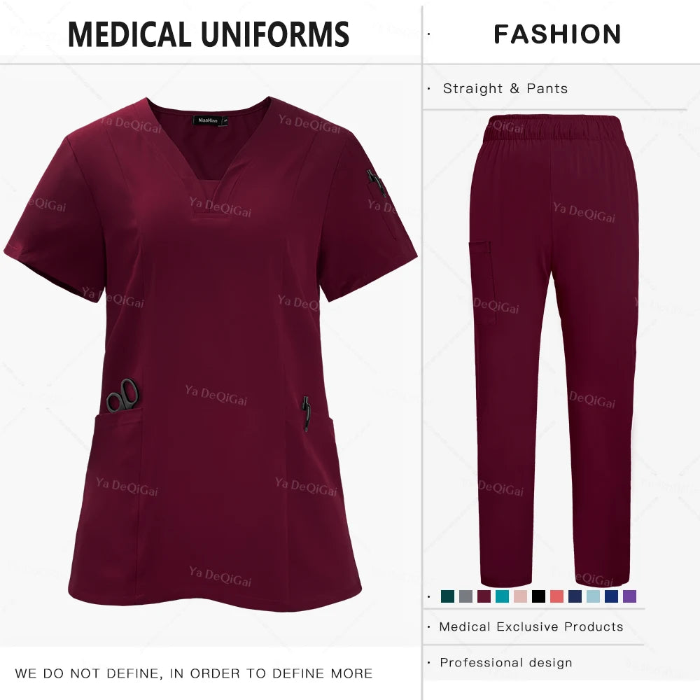 Nursing Scrubs Sets for Doctors and Nurses Tops and Pants