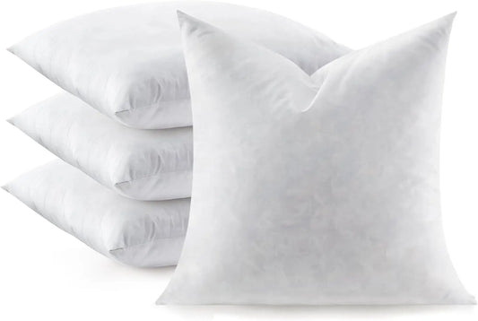 Feather Throw Pillow Inserts Set of 4, Soft Fluffy Square 18x18 Inches Decorative for Bed Couch