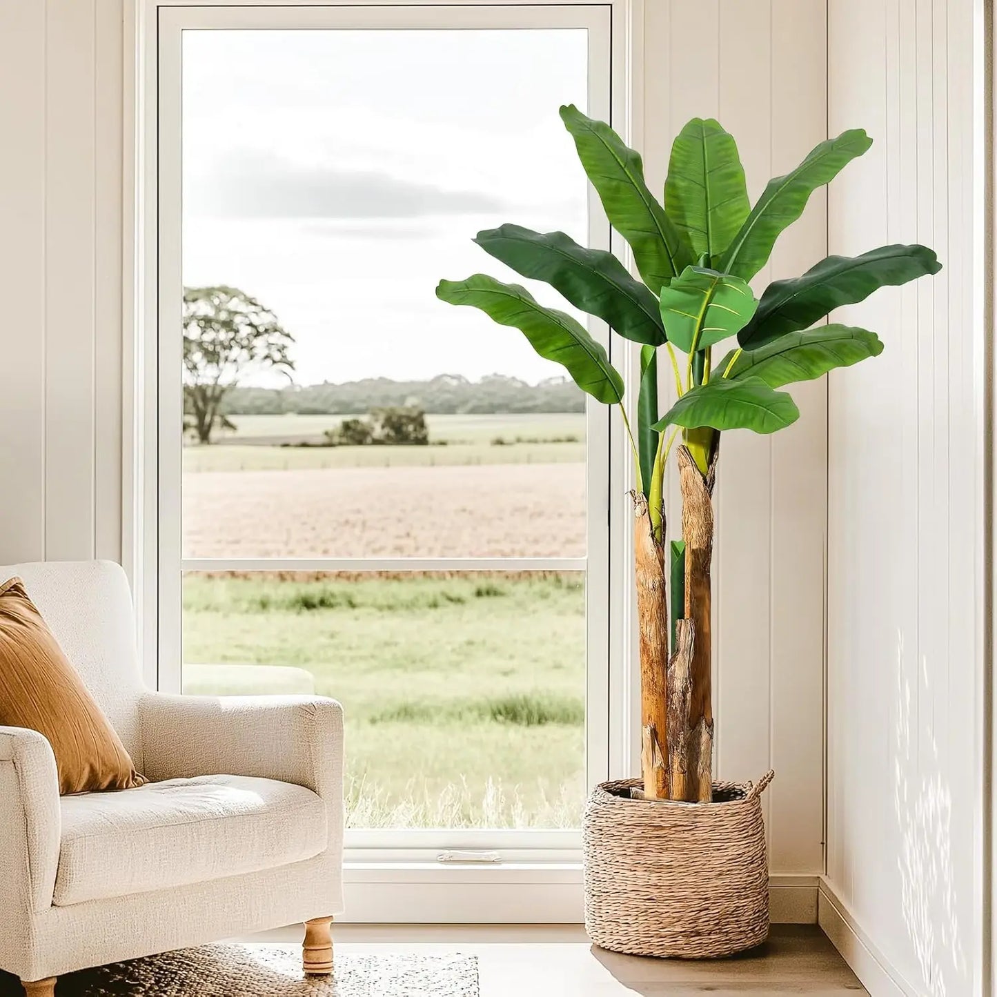 HiMISS Artificial Banana Tree Lifelike Faux Tropical Plant