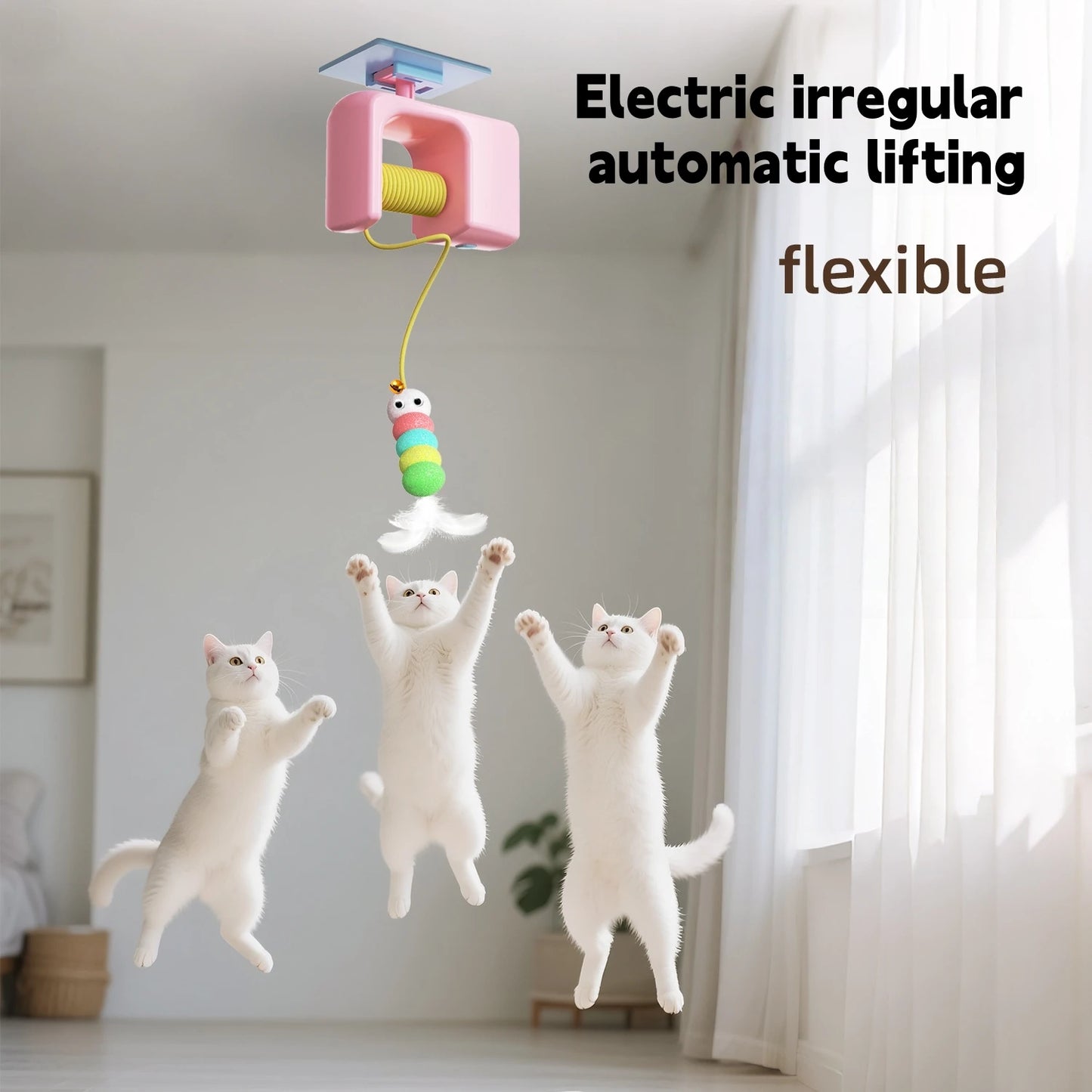 Electric Cat Toy With Feather Toy Self Entertainment Hanging Door