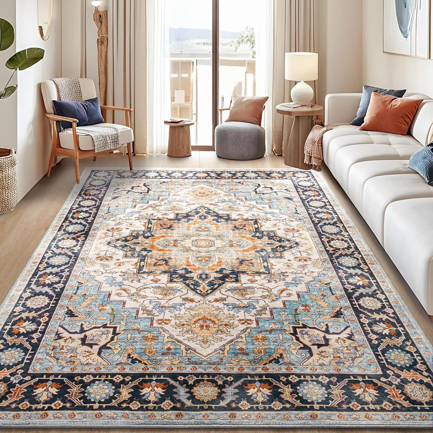 Living Room Carpet Machine Washable Soft Non-slip Floor Mat Bohemian Style Printed Pattern Rug Large Area Home Decor Mats Ковер