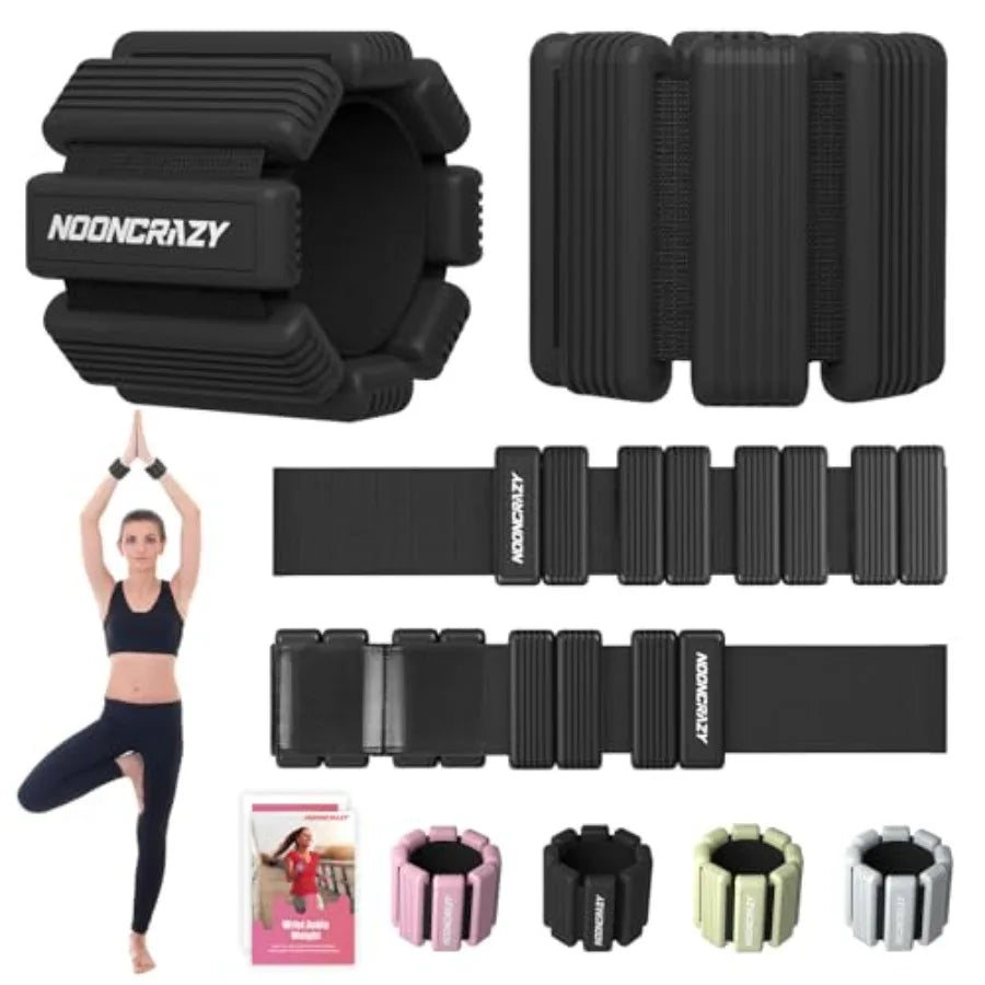 Pilates Wrist Ankle Weights for Women Adjustable Arm Leg Weights Set of 2 1 lb 2.2 lbs Each Black Lightweight Durable for Walki