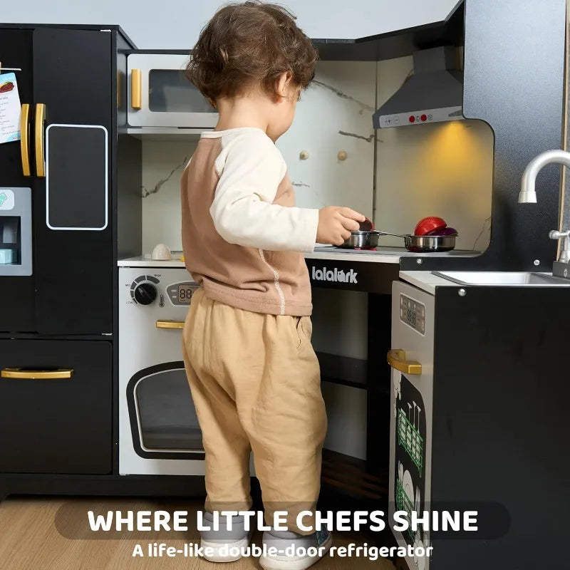 Joyfy Toddlers Wooden Corner Kitchen Pretend Playset