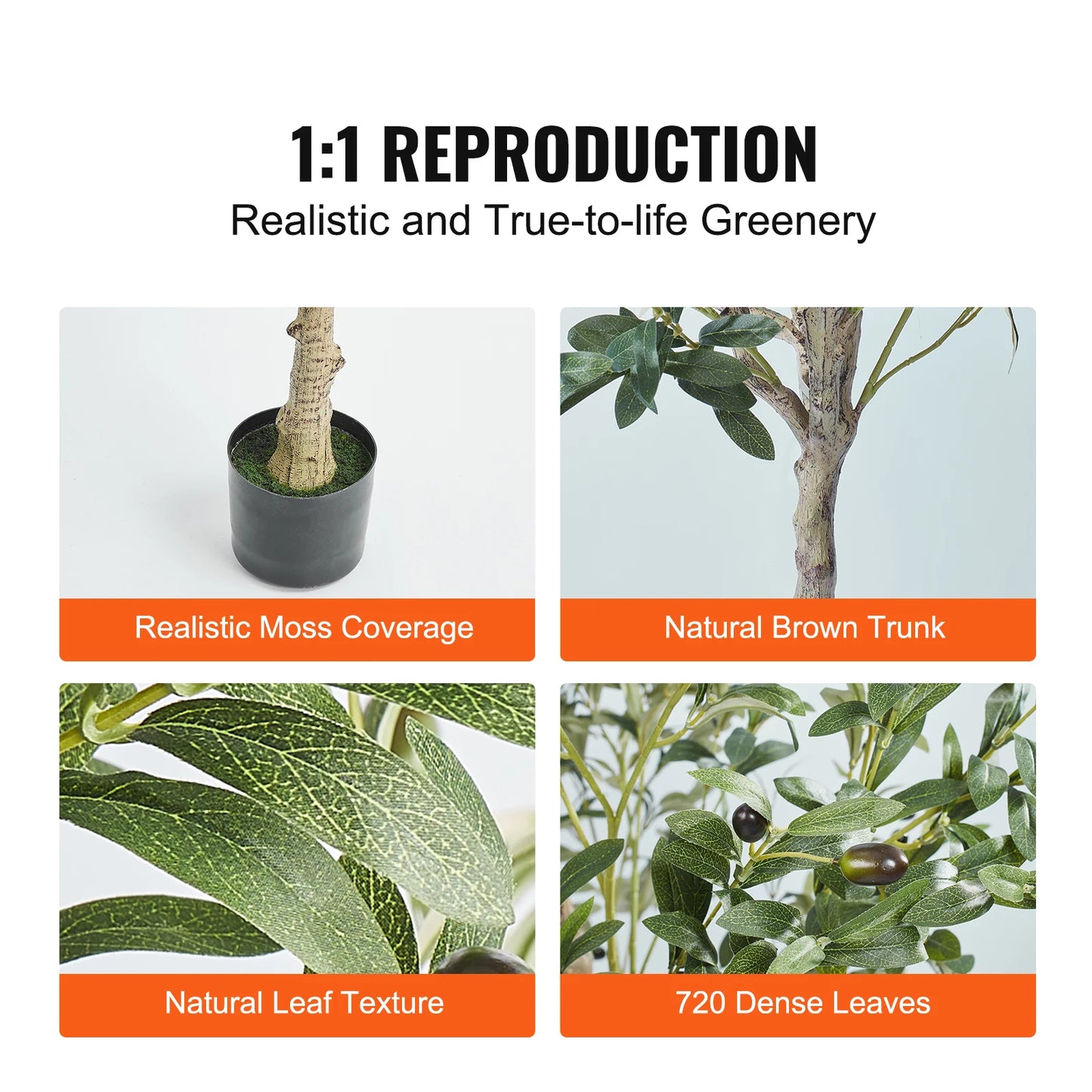 SucceBuy Artificial Olive Tree Faux Plant Anti Tip Support