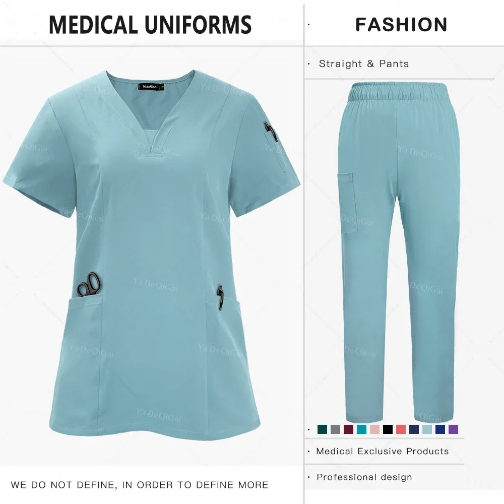 Nursing Scrubs Sets for Doctors and Nurses Tops and Pants