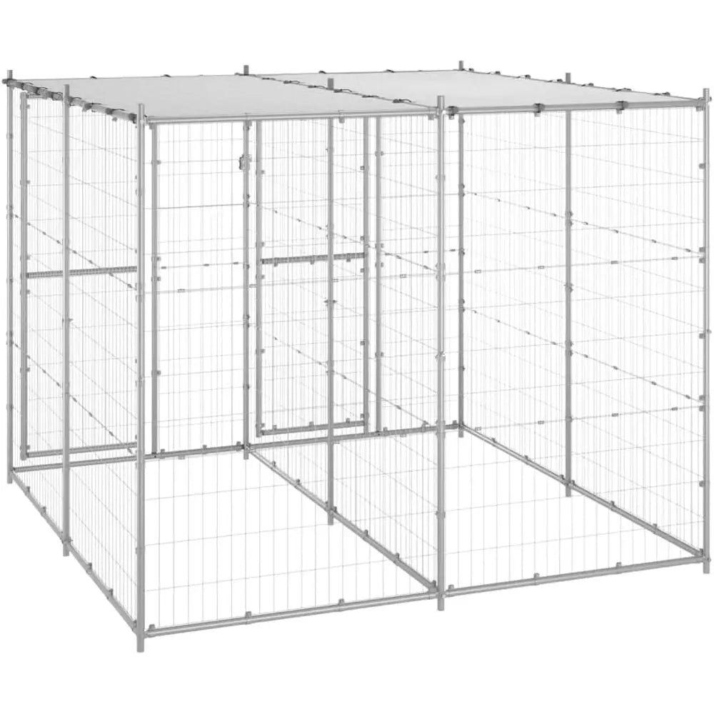 Sturdy Outdoor Metal Dog Crate With Lockable Roof