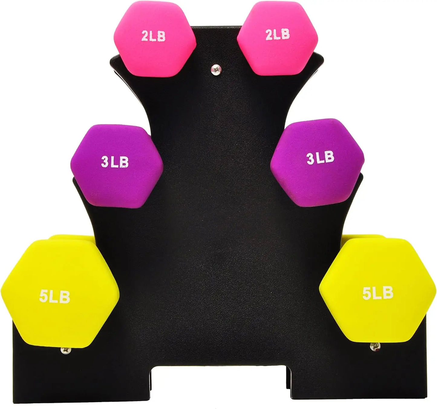 Neoprene Dumbbell Set With Stand SixPiece For Home Workouts