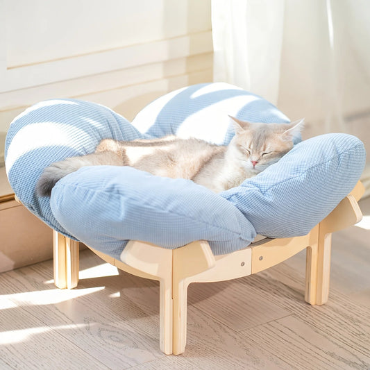 Raised Cat Bed With Cushion, Elevated Indoor Pet Sofa