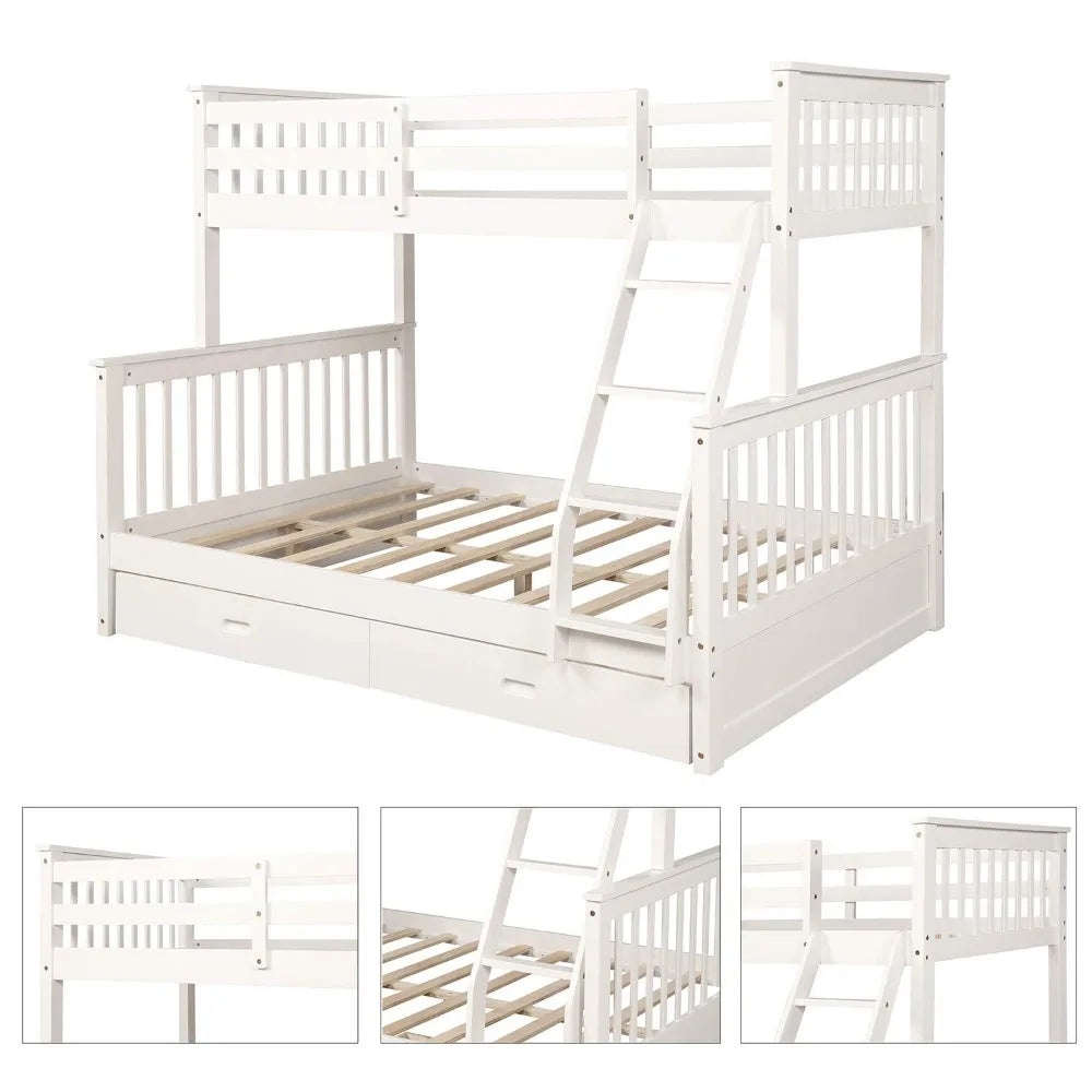 XIAOLANG Twin Over Full Bunk Bed With Drawers And Ladder