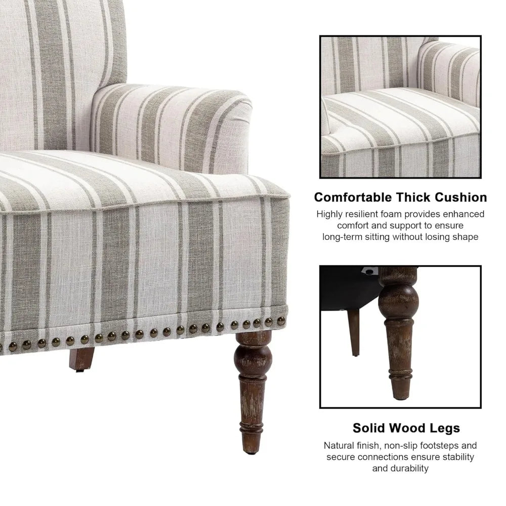 Accent Chair, Mid Century Modern Comfy Armchair for Living Room, Linen Fabric Single Sofa Lounge for Reading, Customized