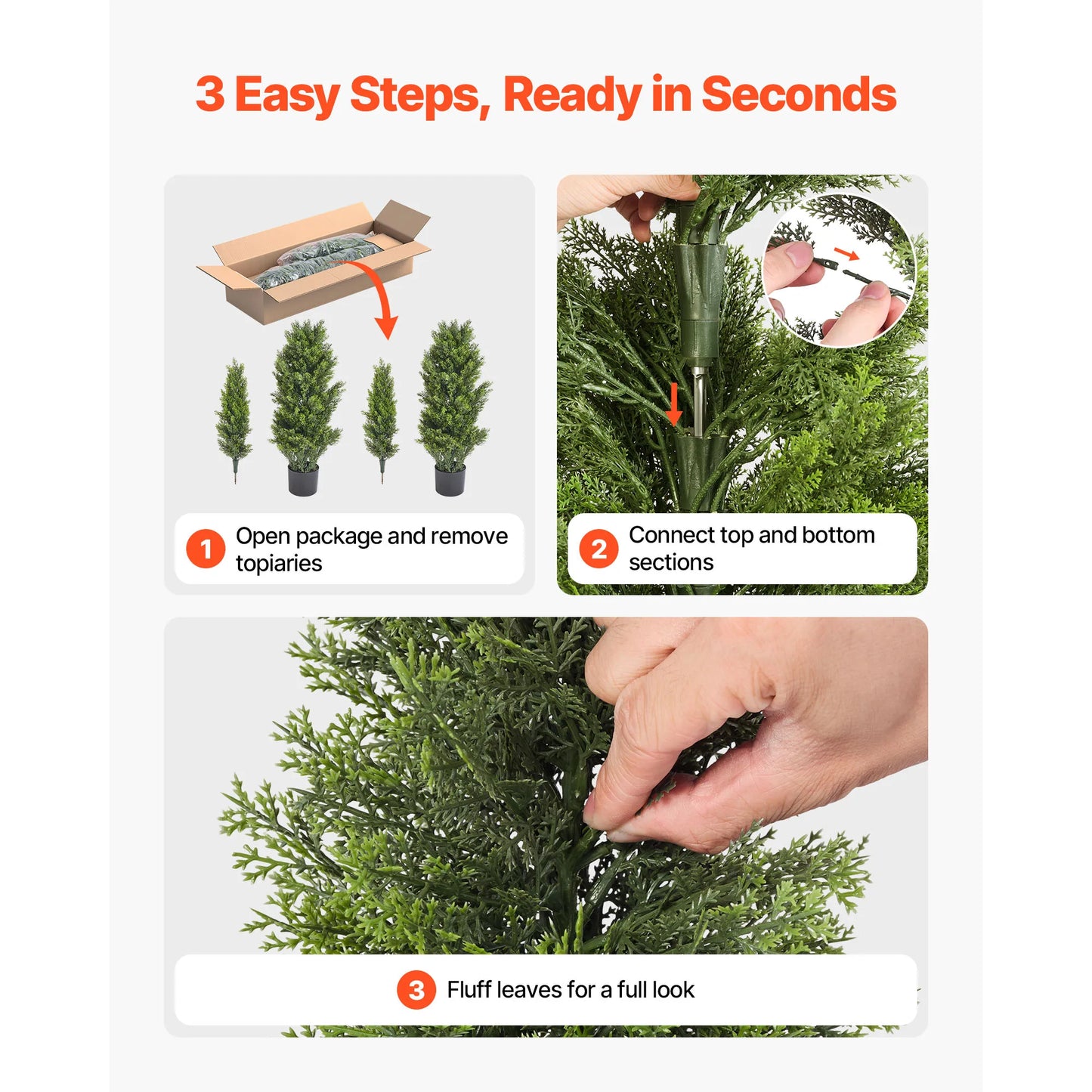 SucceBuy Artificial Topiary Cedar Trees Faux Pine Shrubs