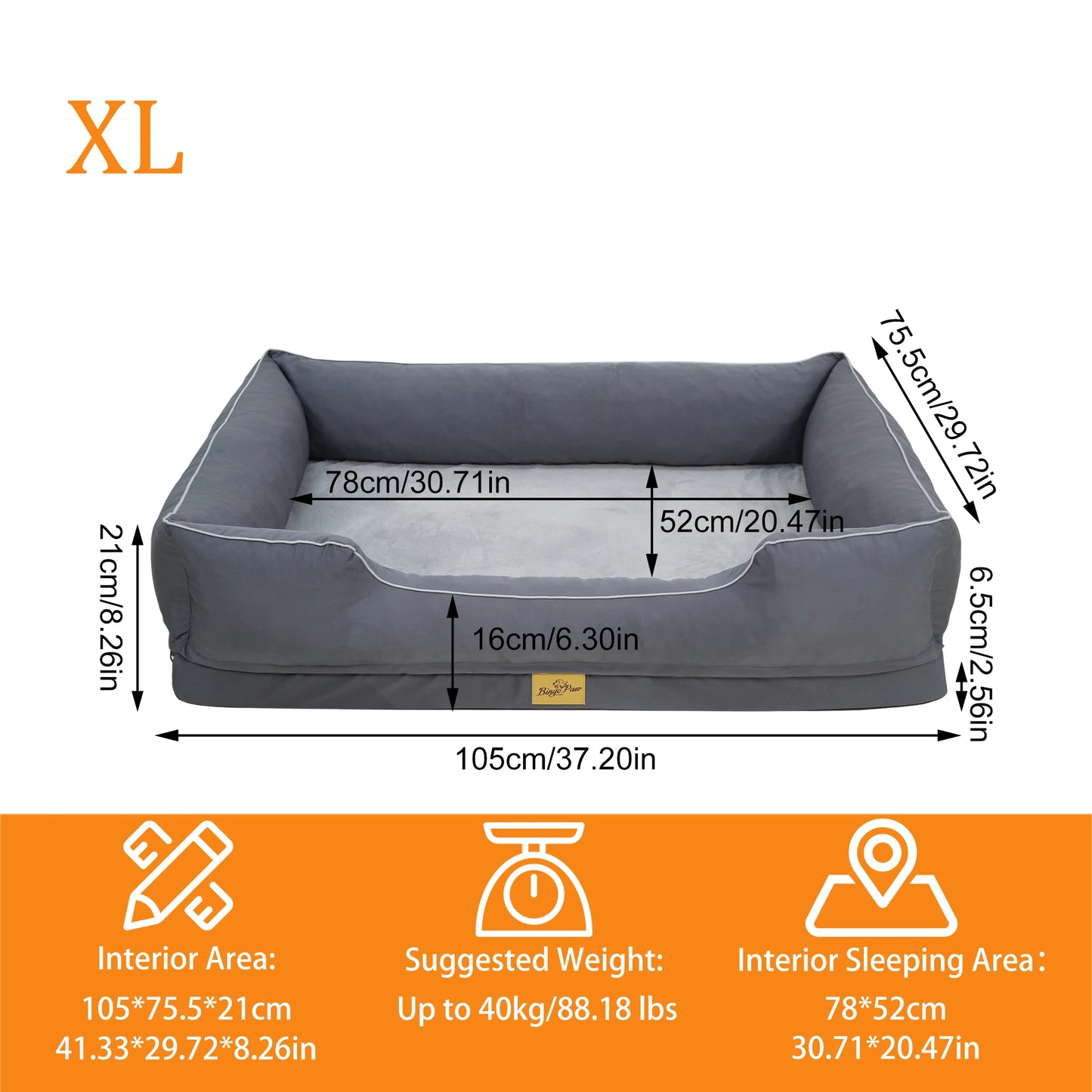 BINGOPAW Waterproof Orthopedic Dog Bed With Removable Cover
