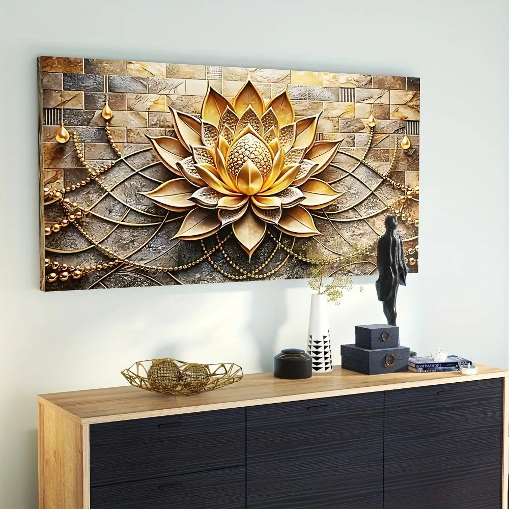 Modern Abstract Floral Canvas Art On Solid Pine Wood