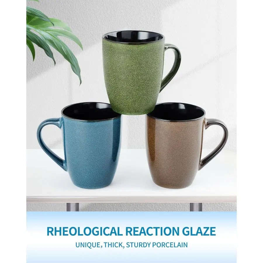 Ceramic Coffee Mugs Set Of 6 With Easy Grip Handles
