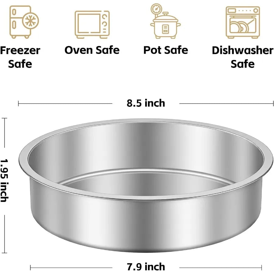 SHXI Stainless Steel Cake Pan Set of 4 Dishwasher Safe