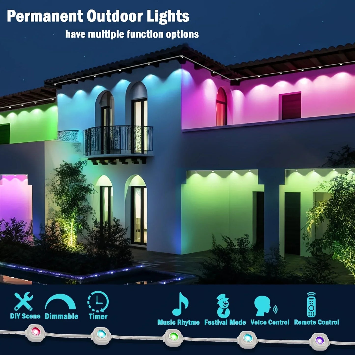 MIMIRGB Outdoor LED Eaves Lights With App Control Decor