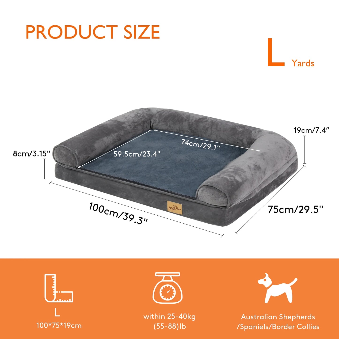 BINGOPAW Extra Large Orthopedic Dog Bed With Removable Cover