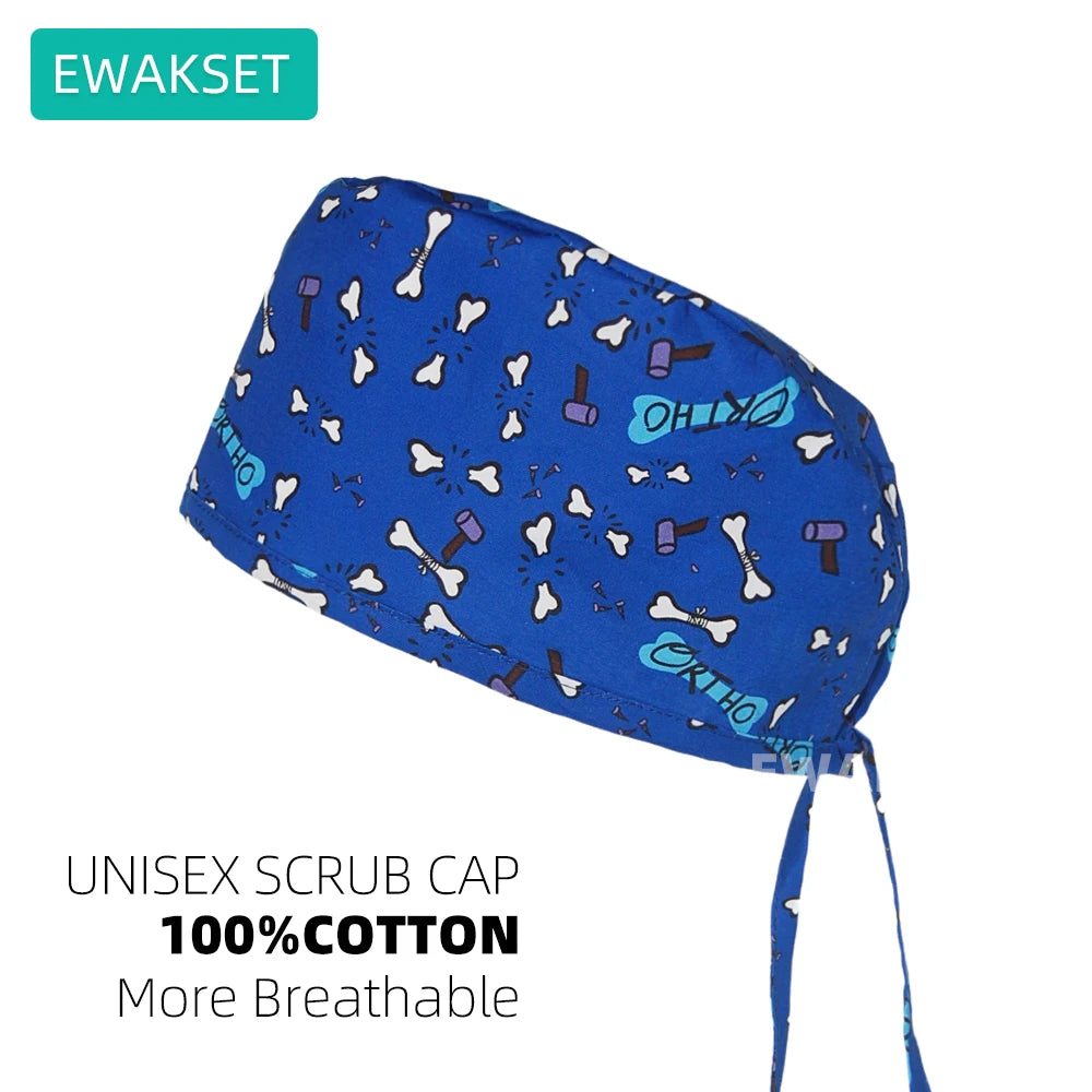 Woman man Hospital orthopedics Scrub Cap 100%cotton breathable operating surgical hat medical nurse doctor working surgeon caps