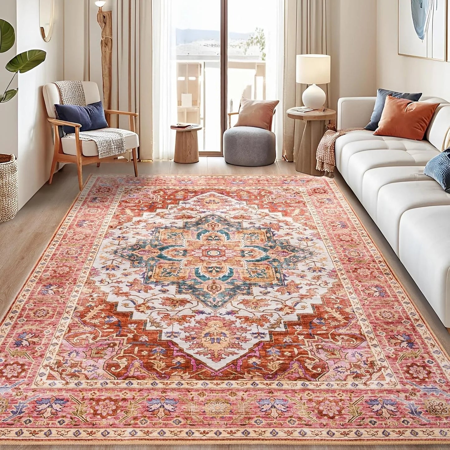 Living Room Carpet Machine Washable Soft Non-slip Floor Mat Bohemian Style Printed Pattern Rug Large Area Home Decor Mats Ковер
