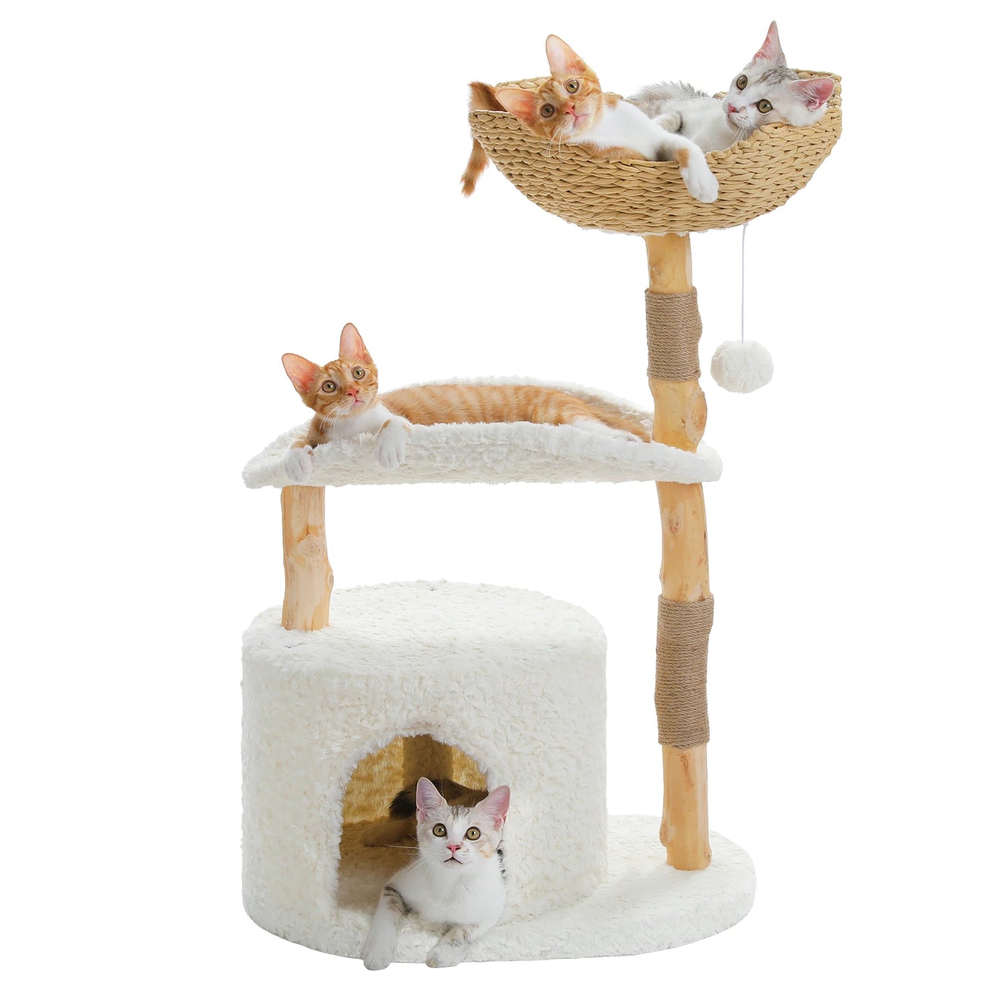 PAWZ Road Modern Cat Tree Tower With Solid Wood Scratching Posts