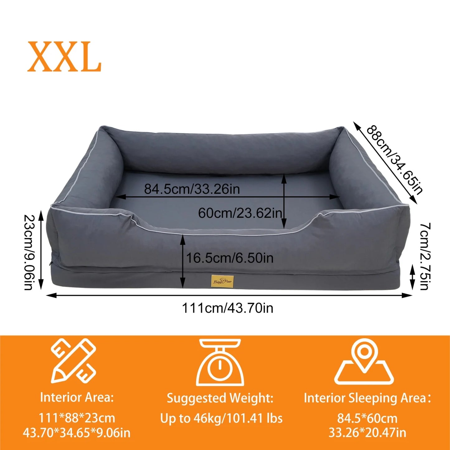 BINGOPAW Waterproof Orthopedic Dog Bed With Removable Cover