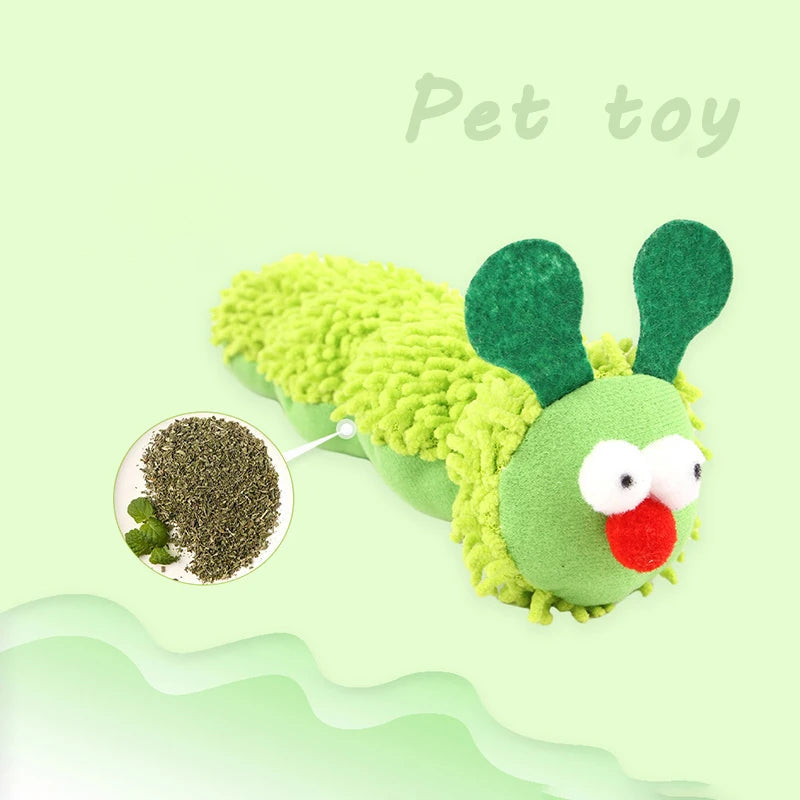 Caterpillar Cat Chew Toy For Cats With Catnip And Silvervine