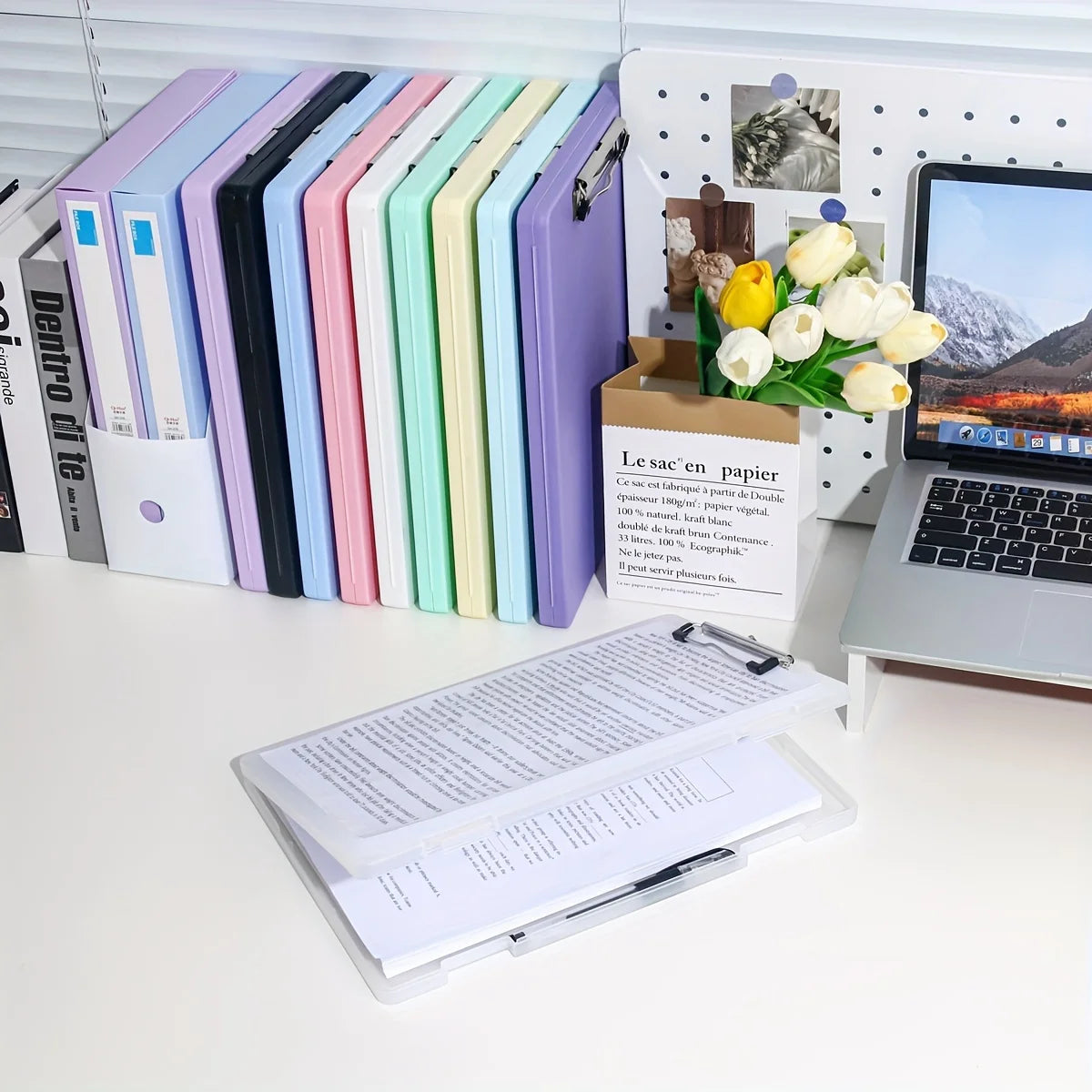 A4 Clipboard Pen Holder Writing Pad Double Clip Document Organizer