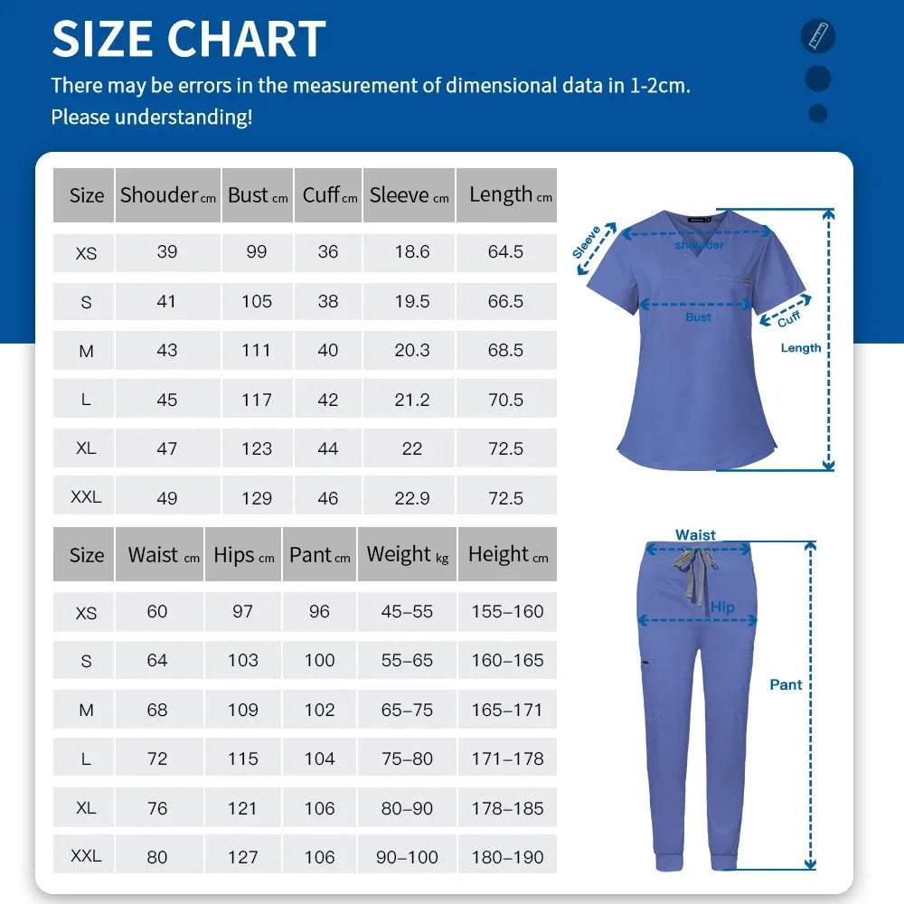 Nurse Scrub Set Women Men Jogger Pants Medical Uniforms