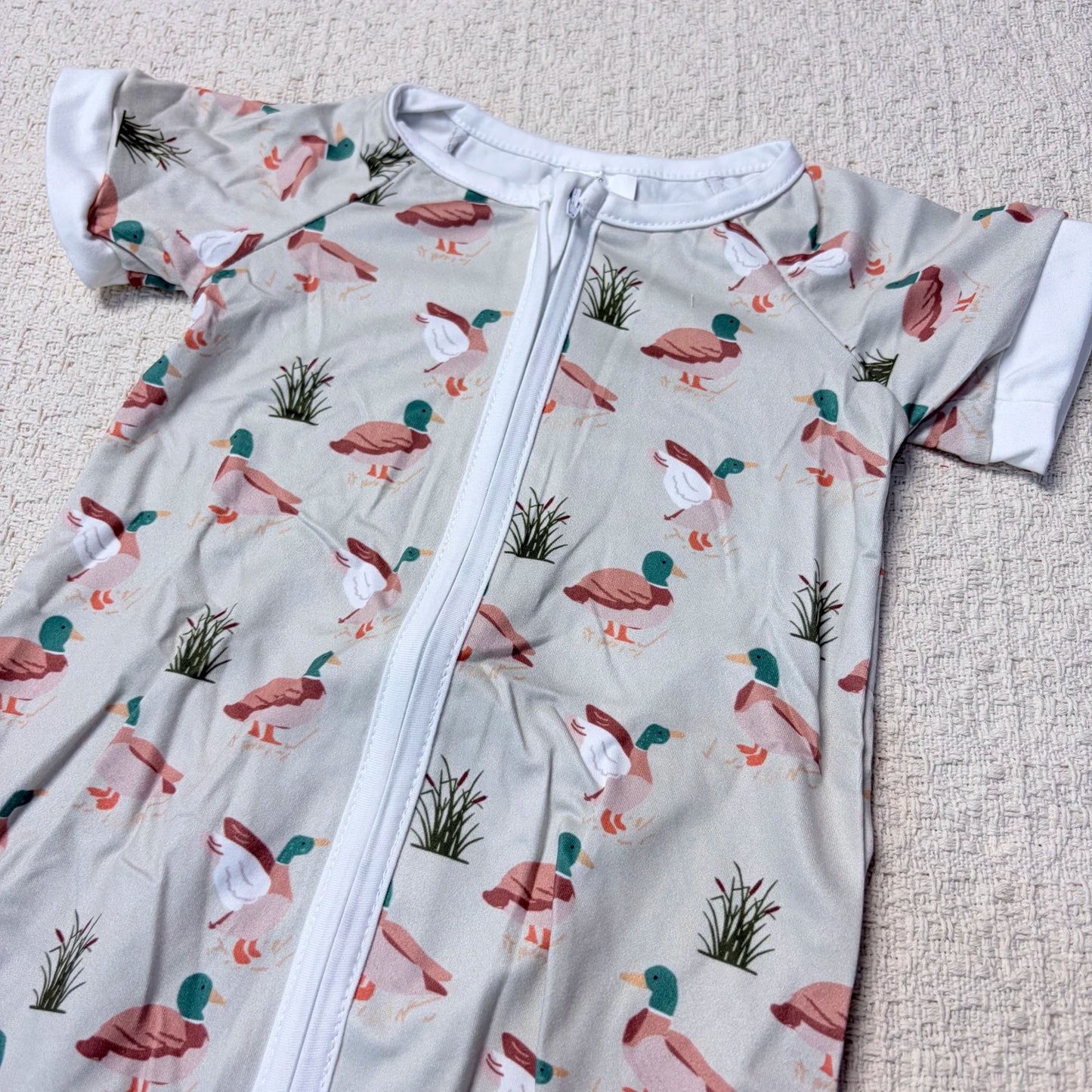Baby Boy Summer Zipper Romper With Duck Design