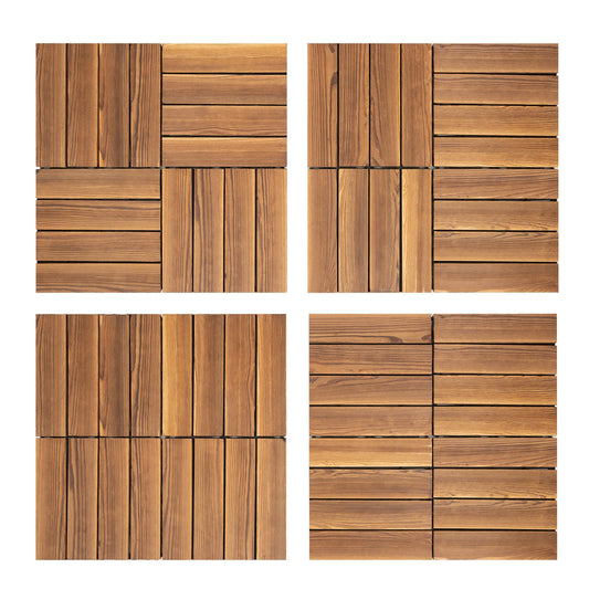 Weatherproof Interlocking Deck Tiles Carbonized Wood For Outdoor Patio