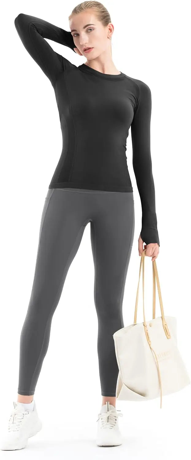 Seamless Workout Shirts For Women Long Sleeve Yoga Tops