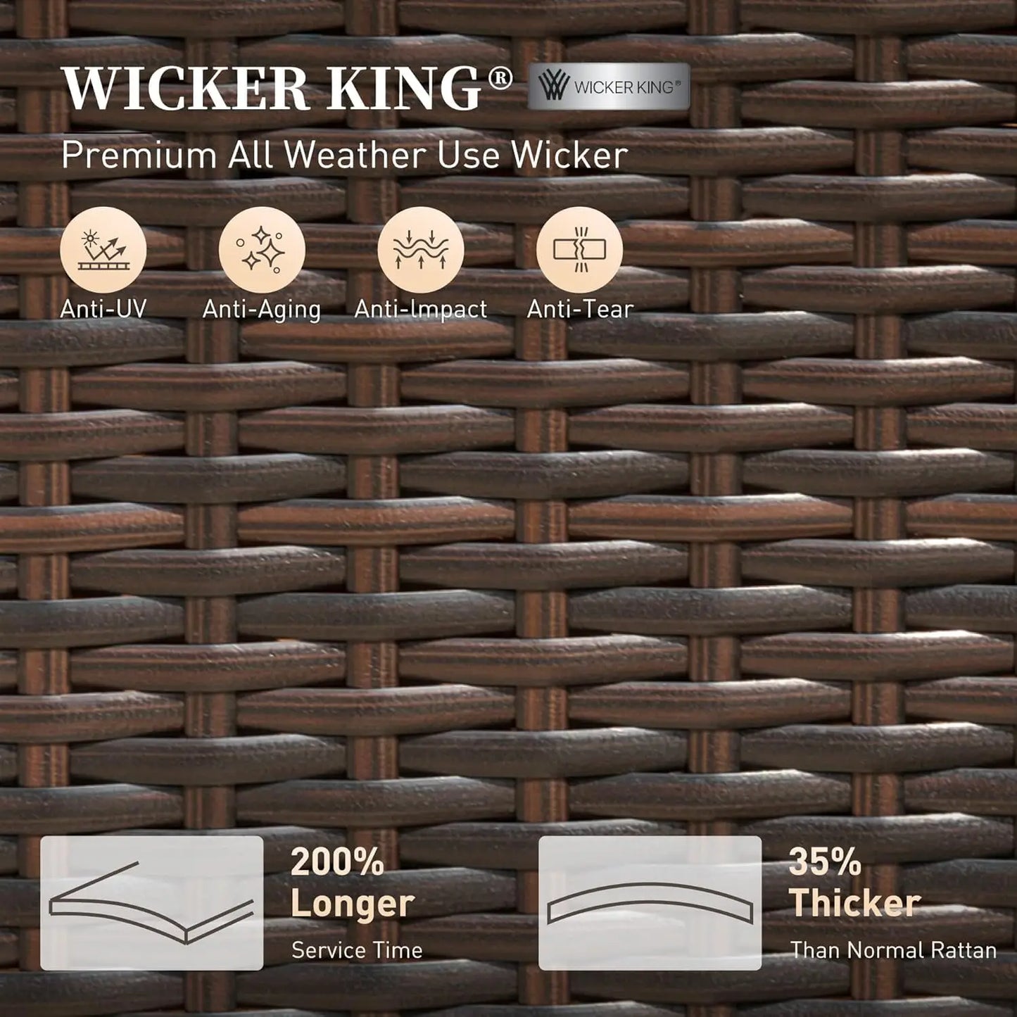 Brown Wicker Patio Dining Chairs Set of 2, 2 Pieces Rattan Outdoor Dining Furniture Chairs for Deck Backyard, Customized