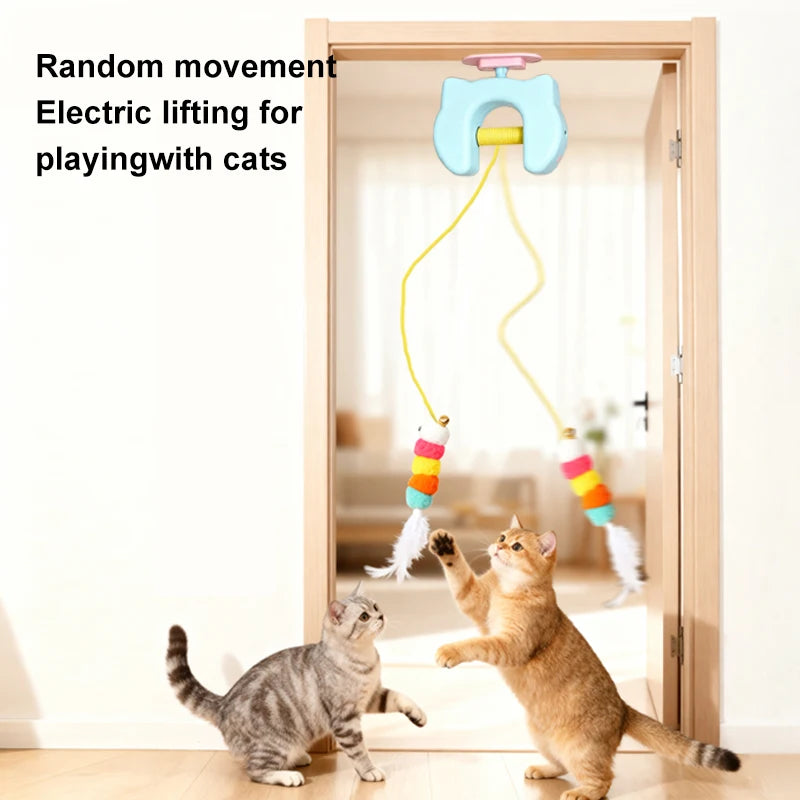 Electric Cat Toy With Feather Toy Self Entertainment Hanging Door
