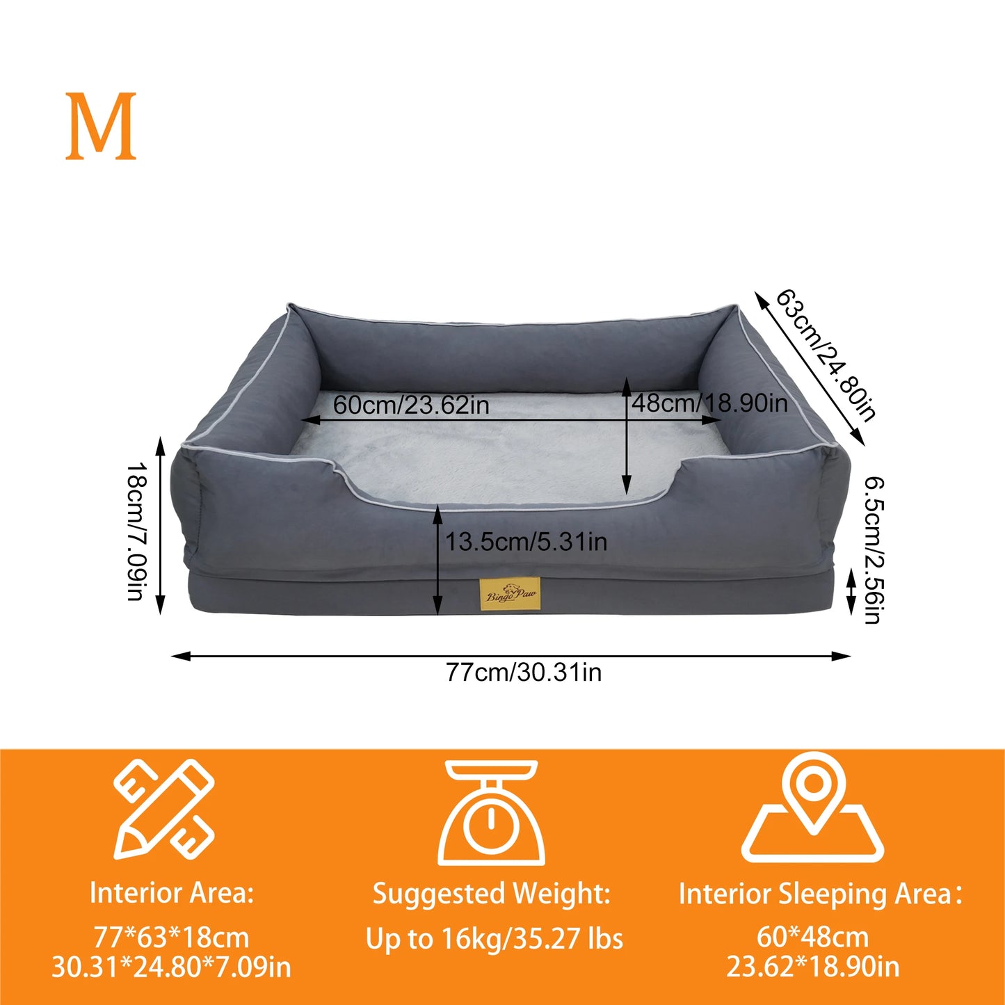 BINGOPAW Waterproof Orthopedic Dog Bed With Removable Cover