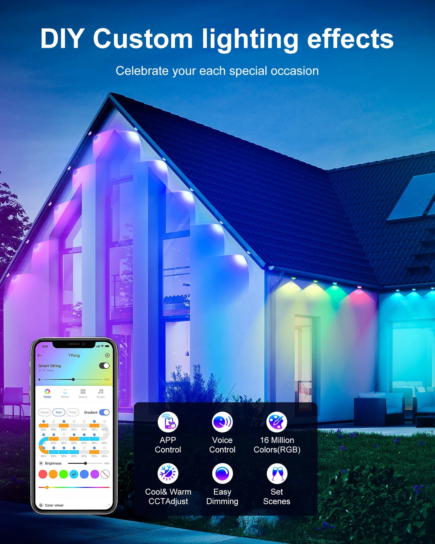 Aiopp RGBIC Outdoor Lights IP67 Waterproof 60/90 LEDs