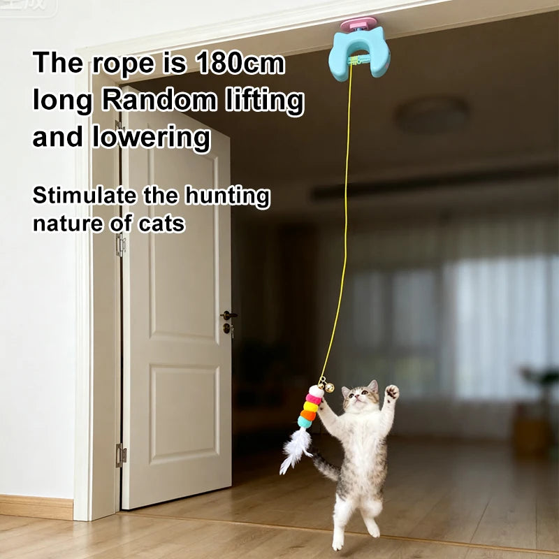 Electric Cat Toy With Feather Toy Self Entertainment Hanging Door