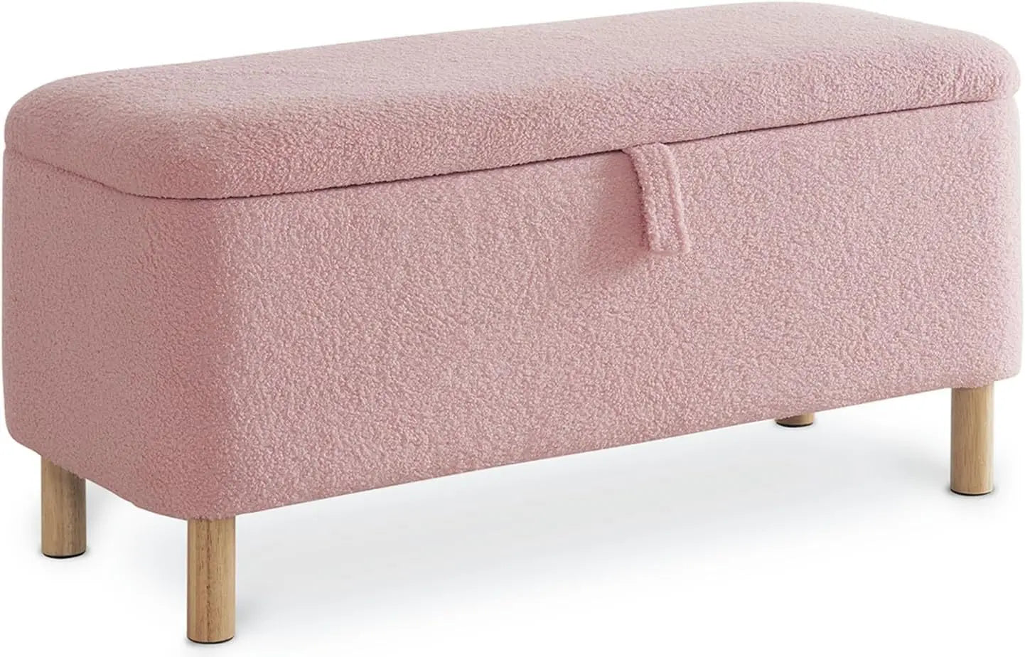 Todrani Boucle Storage Ottoman Bench With Sherpa Upholstery Entryway