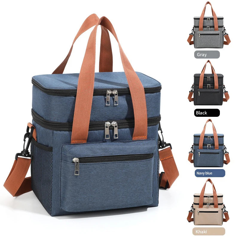 Thermal Lunch Bag With Double Layer Design And Portable Cooler