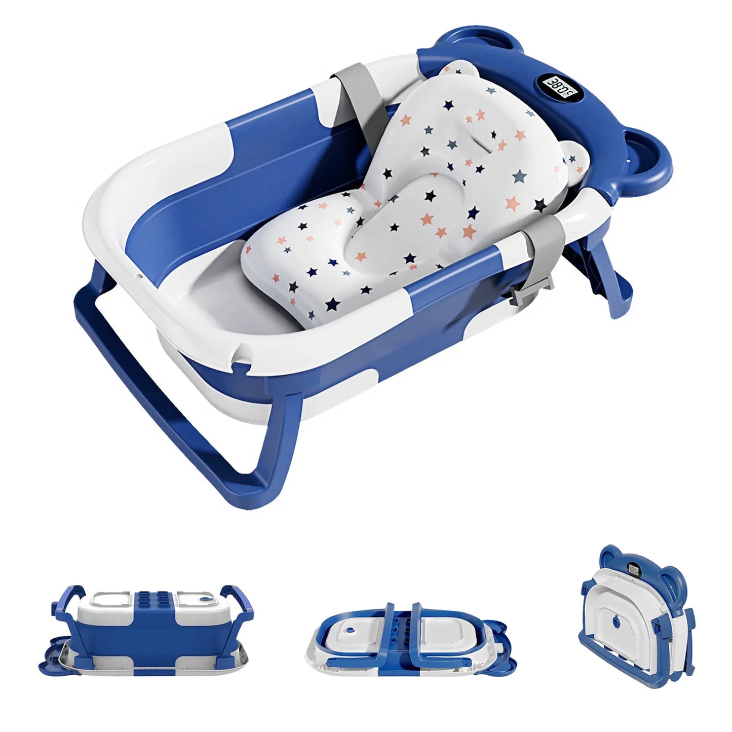 Portable Collapsible Baby Bathtub With Thermometer And Drain