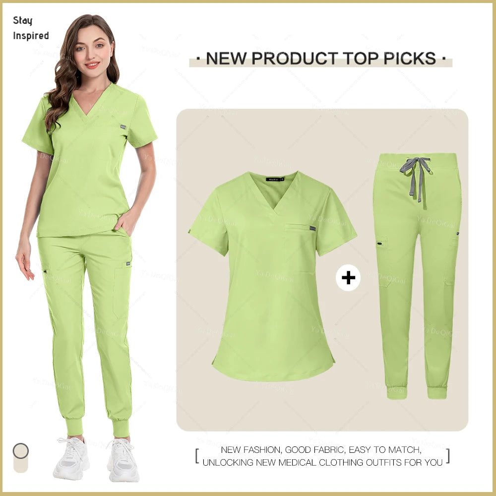 Nurse Scrub Set Women Men Jogger Pants Medical Uniforms