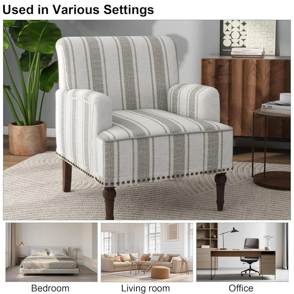 Accent Chair, Mid Century Modern Comfy Armchair for Living Room, Linen Fabric Single Sofa Lounge for Reading, Customized