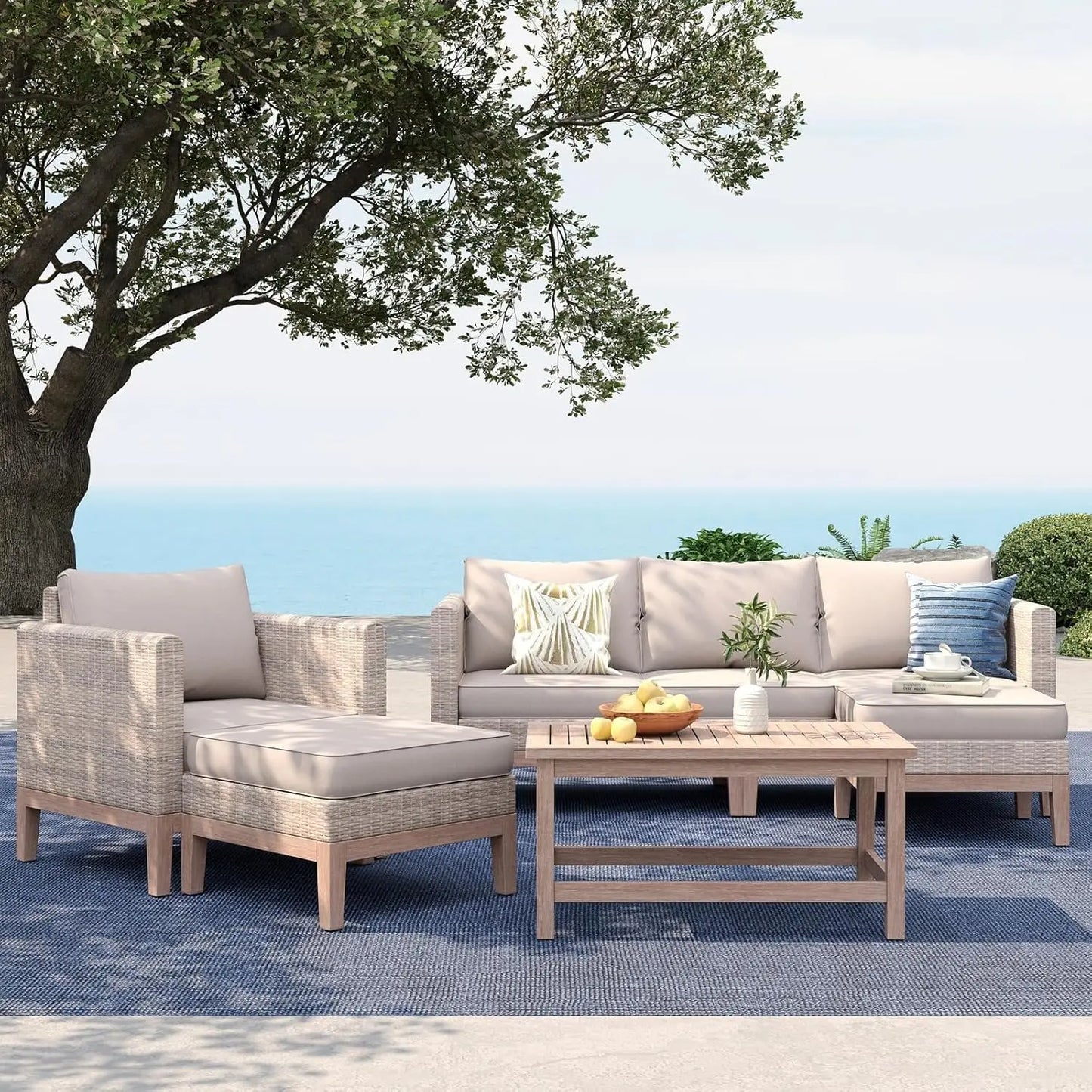 Wicker Patio Furniture Set All Weather Rattan Outdoor Conversation Set