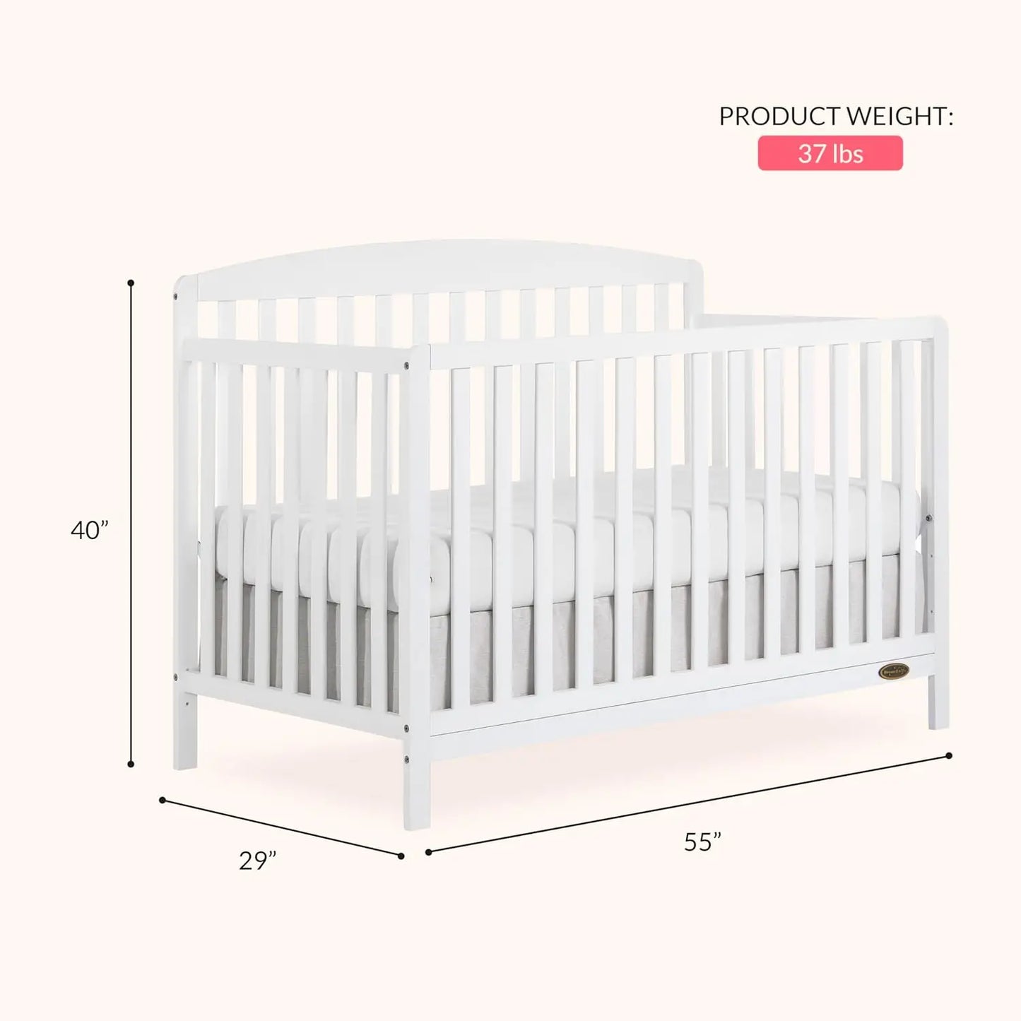 5-In-1 Convertible Baby Crib Converts To Toddler Daybed