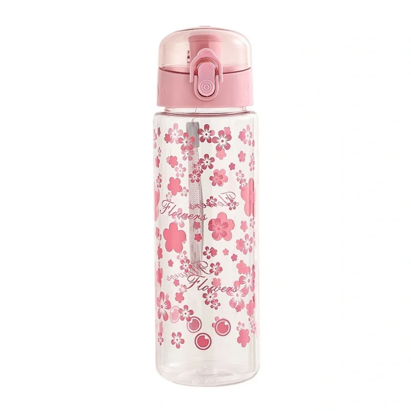 780ml Daisy Flower Plastic Water Bottle Sports Transparent Water Bottle Portable Gym Travel Clear Leakproof Drinking Bottle