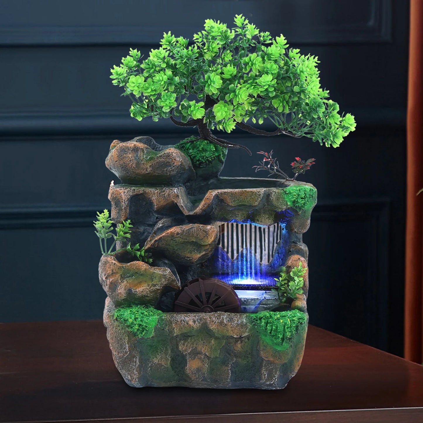 Indoor LED Water Fountain Color Changing Lights Desktop Zen Decor