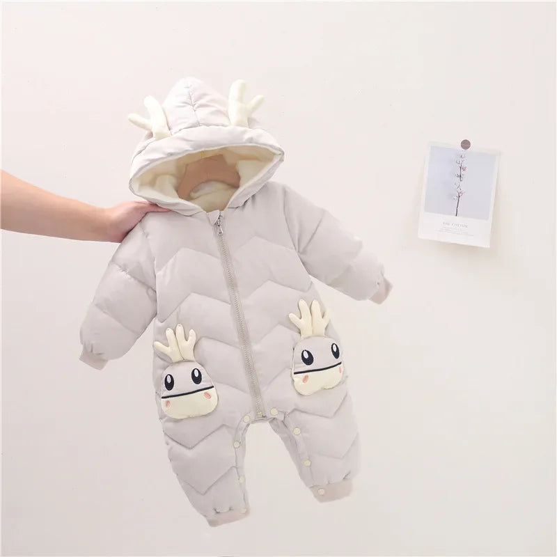 Newborn Hooded Winter Cotton Polyester Romper Unisex Baby Jumpsuit